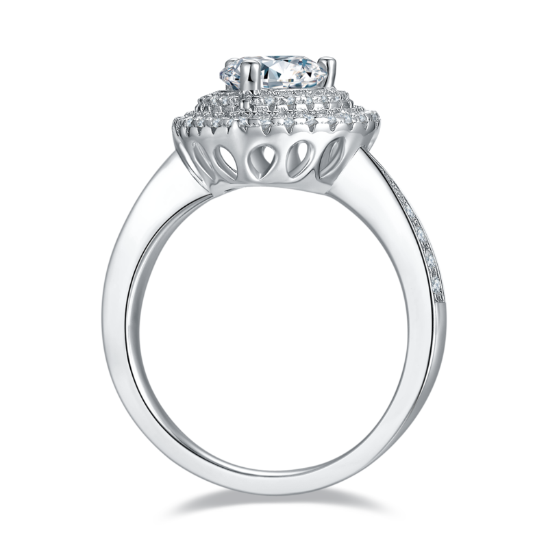 豪镶心形S925银镀白金MoissaniteWomen's Ring1.0ctD级